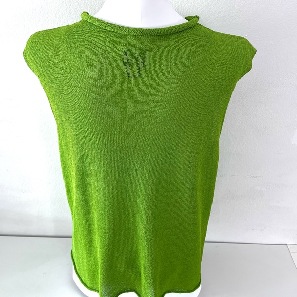 Eileen Fisher Lime Green Crochet Knit Tank Top - Picture 6 of 10